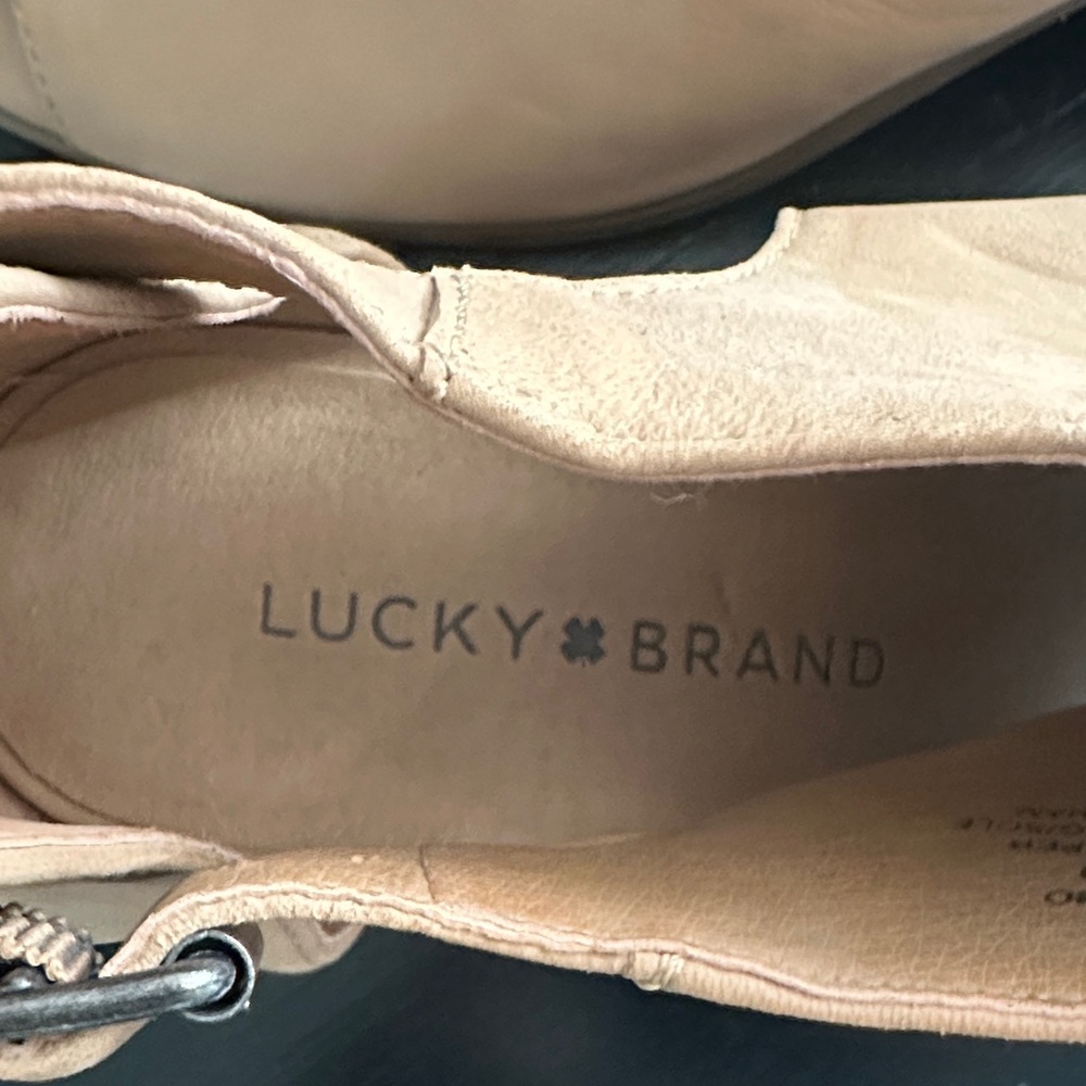 Lucky Brand Beige Peep Toe Heeled Boots - Picture 2 of 5